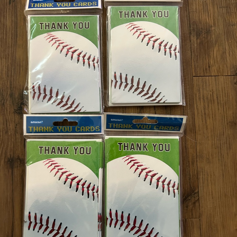 Baseball Themed Thank You Note Card - 4 packs 8ct rack pk Cards & Envelopes
